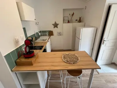 Cuisine ou kitchenette dans l'établissement Le coin Cosy de l'Yser