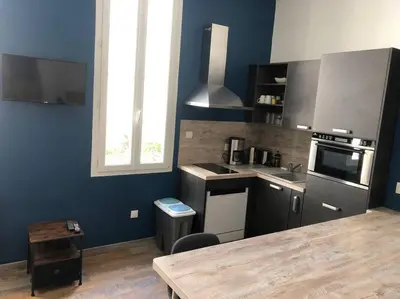 Cuisine ou kitchenette dans l'établissement Appartement vu maison Pierre Loti