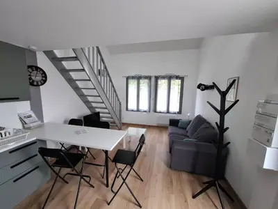 Cuisine ou kitchenette dans l'établissement Appart Cocooning proche centre ville et gare de La Rochelle