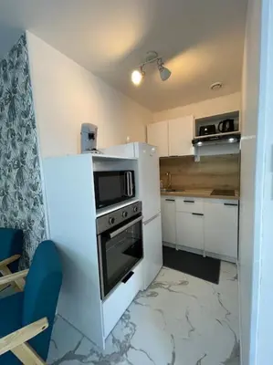 Cuisine ou kitchenette dans l'établissement Appartement vue sur la Charente
