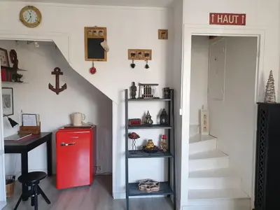 Cuisine ou kitchenette dans l'établissement Maison sur le quai