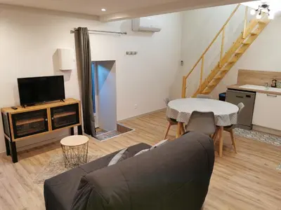 Télévision ou salle de divertissement dans l'établissement Studio Climatisé 38m2 Poitiers proche Futuroscope