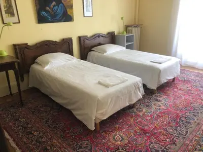 Un ou plusieurs lits dans un hébergement de l'établissement Appartement de caractère au cœur de Poitiers