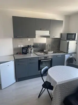 Cuisine ou kitchenette dans l'établissement Charmant appartement avec parking privée