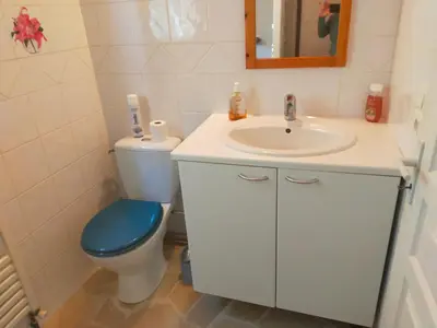 Salle de bains dans l'établissement Villa 168m2 avec Piscine, sur Parc Arboré pour groupe Famille et Amis jusqu'à 10 personnes