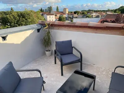 Balcon ou terrasse dans l'établissement Gîte 2 terrasses - 4 Pers - Plus Lit d'appoint-Draps et Serviettes Optionnels non prévu dans le prix affiché