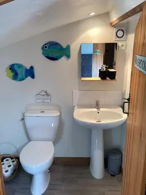 Salle de bains dans l'établissement La Ruche