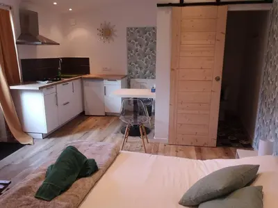 Cuisine ou kitchenette dans l'établissement Studio neuf - accès SPA, SAUNA et Piscine Chauffée
