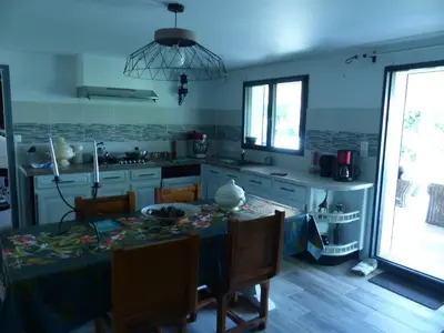 Cuisine ou kitchenette dans l'établissement Le volcan