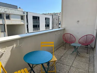 Balcon ou terrasse dans l'établissement Superbe appartement avec parking