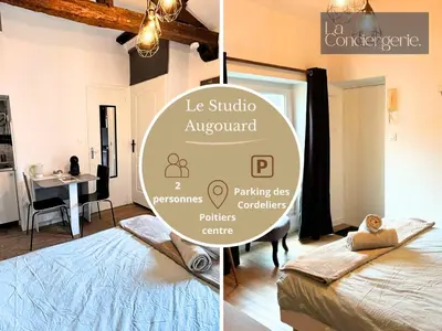 Un ou plusieurs lits dans un hébergement de l'établissement Le Studio Augouard - Calme &Cosy