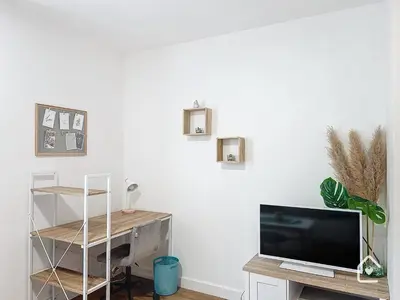 Télévision ou salle de divertissement dans l'établissement Les bords du Clain - Entrée Autonome Studio