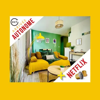 Coin salon dans l'établissement Cosy Louvel, Superbe apt au cœur d'Angoulême