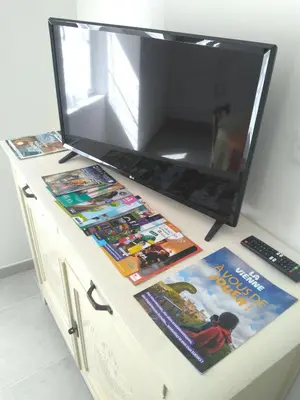 Télévision ou salle de divertissement dans l'établissement Le Tilleul 9 personnes 5 Chambres 6 lits 15 min du Futuroscope