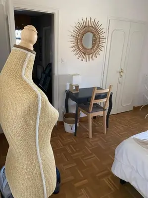 Un ou plusieurs lits dans un hébergement de l'établissement ღ Escale bleu - Extérieur, Baby foot & Wifi