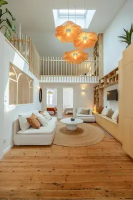 Coin salon dans l'établissement ღ Mezzanine • T4 Spacieux, Lumineux et Cosy