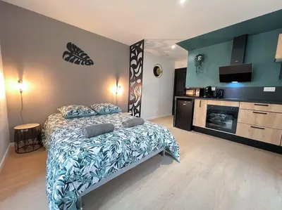 Cuisine ou kitchenette dans l'établissement MAISON LA FEUILLERAIE-8 personnes-standing Appart