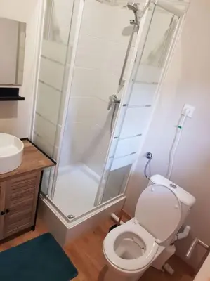 Salle de bains dans l'établissement Japan House : studio en bois Zen - Wifi - Parking gratuit