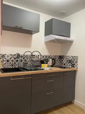 Cuisine ou kitchenette dans l'établissement Le Clain de Vivonne, cosy appartement plein centre