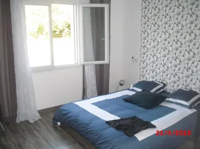Un ou plusieurs lits dans un hébergement de l'établissement Neuville de Poitou, maison avec vue