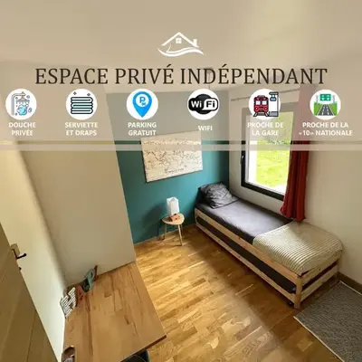 Chambre privée au calme - Proche gare - Parking gratuit