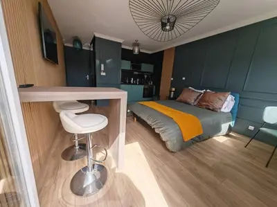 Coin salon dans l'établissement Appartement cosy climatisé