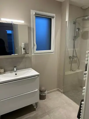 Salle de bains dans l'établissement Le Logis de Niort Appart hôtel Suite de 34m2