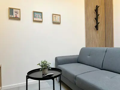 Coin salon dans l'établissement T1Bis centre ville avec Patio