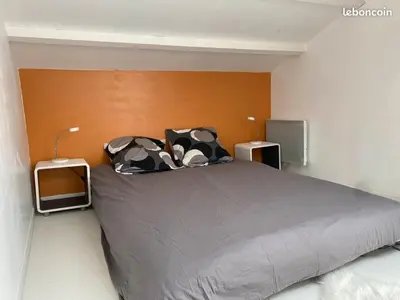 Un ou plusieurs lits dans un hébergement de l'établissement Maison 8 min en voiture de Chatelaillon plage avec piscine hors sol privative
