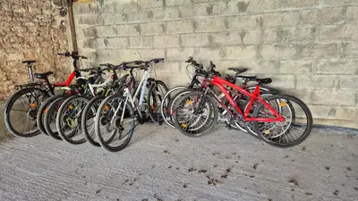 Vélo sur le terrain de l'établissement Gîte des oliviers avec barque et vélo ou dans les environs