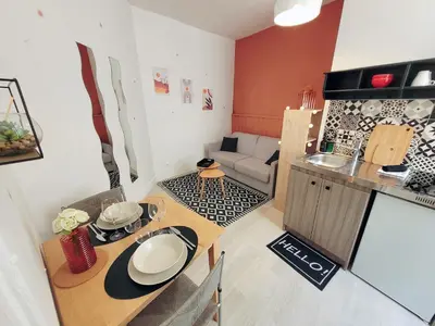 Cuisine ou kitchenette dans l'établissement Studio hypercentre proche Vieux Marché