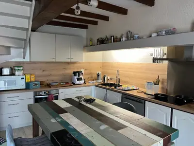 Cuisine ou kitchenette dans l'établissement Chambre chez l'habitant, Au moulin du Bonheur