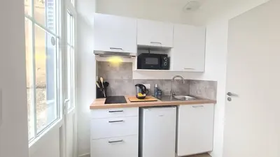 Cuisine ou kitchenette dans l'établissement Studio Ludo 1, parking privé, wifi, climatisation, entrée autonome