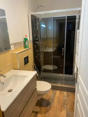 Salle de bains dans l'établissement 3 appartements T1 meublé Lussac 86320