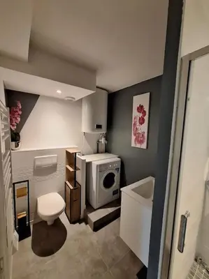 Cuisine ou kitchenette dans l'établissement Belle maison au bord du plan d'eau