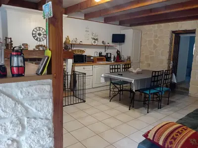Cuisine ou kitchenette dans l'établissement Location Thezacaise