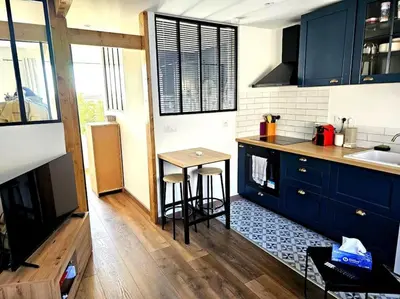 Cuisine ou kitchenette dans l'établissement Petit Appart proche IMA