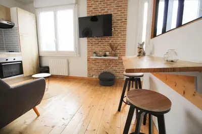 Cuisine ou kitchenette dans l'établissement NEW! Saint Martin 52A- Grand studio lumineux-wifi