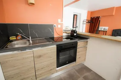 Cuisine ou kitchenette dans l'établissement NEW! St Martin 52C- Grand studio