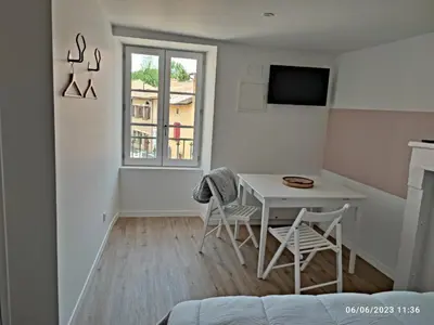 Télévision ou salle de divertissement dans l'établissement Le gîte du Fricassou
