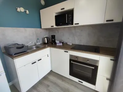 Cuisine ou kitchenette dans l'établissement Le Bury Agréable studio avec garage et superbe vue