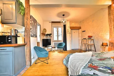 Cuisine ou kitchenette dans l'établissement Jungle Rochelaise - Coeur de ville, Entièrement Rénovée, Tv 4K, Fibre, Quartier Porte Royale