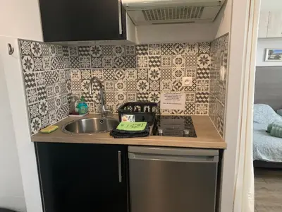 Cuisine ou kitchenette dans l'établissement Charmant appartement cosy
