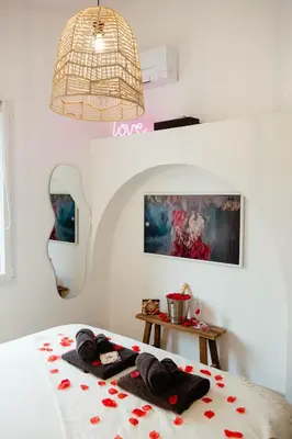 Un ou plusieurs lits dans un hébergement de l'établissement 20mètres Plage - Maison -Jacuzzi - Wifi - Terrasse