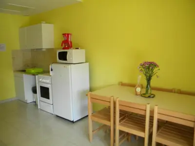 Cuisine ou kitchenette dans l'établissement Gîtes de La Futaie