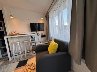 Télévision ou salle de divertissement dans l'établissement Meublé Chic AJACQUEE