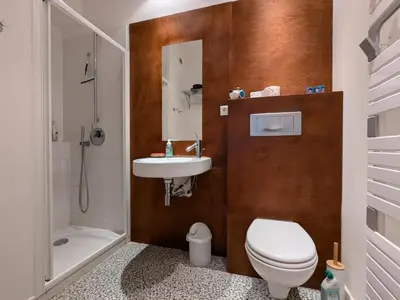 Salle de bains dans l'établissement Gîte charmant avec terrasse privative, animaux admis - FR-1-653-275