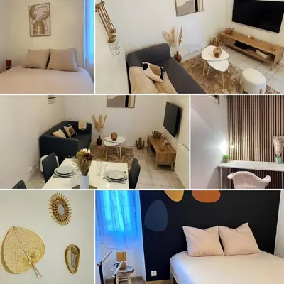 Un ou plusieurs lits dans un hébergement de l'établissement La pause Biardaise -Appartement 2 chambres à Biard