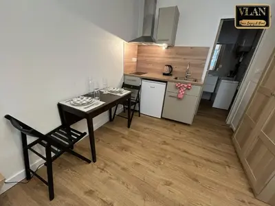 Cuisine ou kitchenette dans l'établissement Le Voltaire