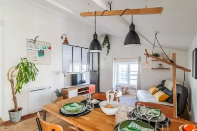 Coin salon dans l'établissement Apt for 3 near the city center La Rochelle